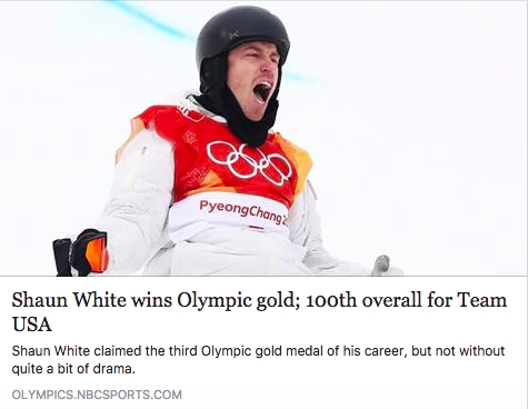 Shaun White Wins Olympic Gold. Ellen White Given White Horse Media Award