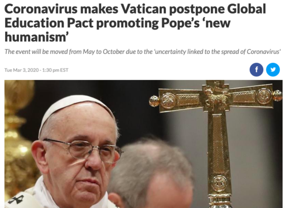 Pope Global Pact Postponed by Coronavirus