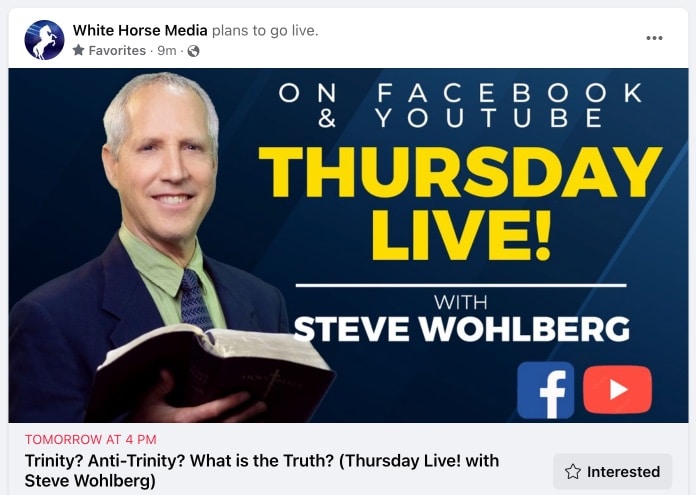 Tomorrow (11-16-23) Thursday Live: Trinity? Anti-Trinity? What is the Truth?