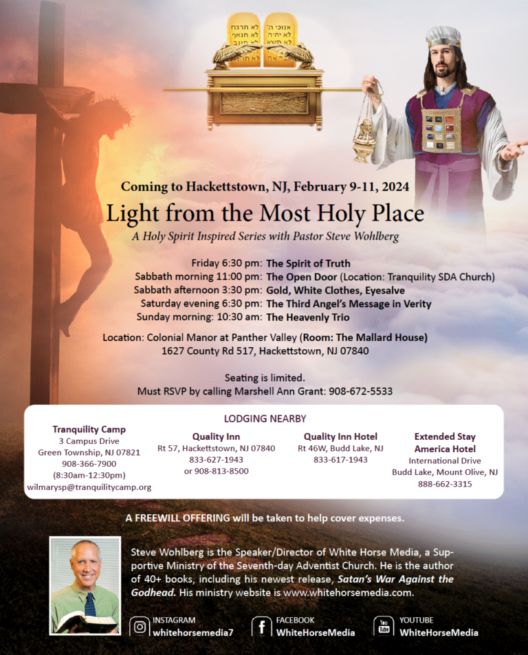 “Light from the Most Holy Place” Meetings in New Jersey, Feb. 9-11
