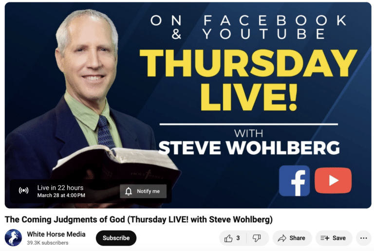Tomorrow Thursday LIVE: The Coming Judgments of God